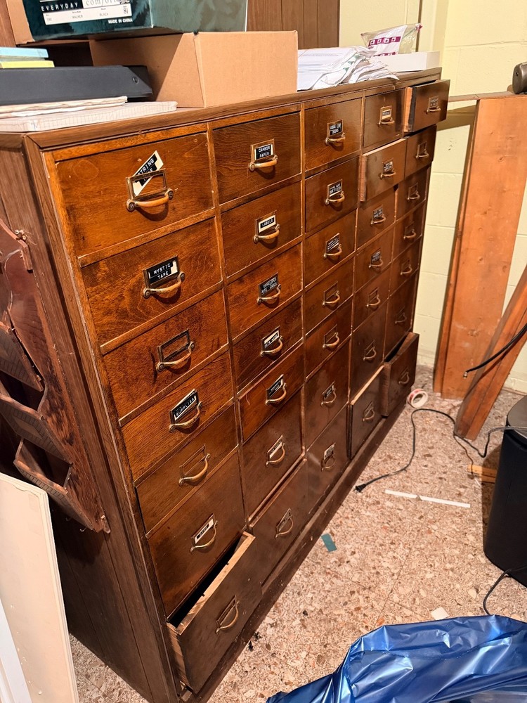 Antique wooden cabinet drawers
