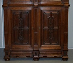 RARE DUTCH STUNNING 1940’S ORNATELY HAND CARVED CUPBOARD PART LARGE OFFICE SUITE