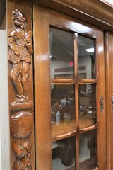 Vintage French China Cabinet – Carved Bruegel Style With Acorn Feet – Two Pieces