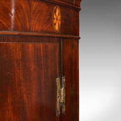 Antique Bow Front Corner Cabinet, English, Wall Cupboard, Georgian, Circa 1780