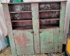 LARGE Antique Painted Farmhouse Cupboard Cabinet Farm House NICE PATINA Old