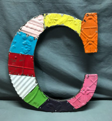 Decorative Salvaged Tin Ceiling 17″ Patchwork Mix Color Letter C Metal 217-25B