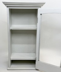 VTG White Wood Glass Door Display Case Curio Cabinet Table Top/Wall Hang 13.75”T