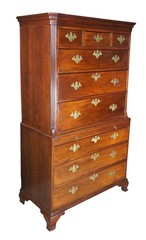 Antique American Chippendale Mahogany Chest on Chest Highboy Dresser 70″