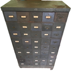 Vintage 45 Drawer Industrial Army Green Metal Stacking Library Card Catalog