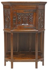 Antique Cupboard, Cabinet, Credence, French Gothic, Revival, Carved Oak, 1800s!