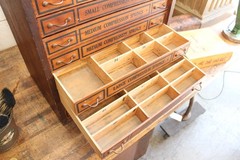 c.1910s Antique Parts Advertising Compression Springs Cabinet Vtg Drawers Oak