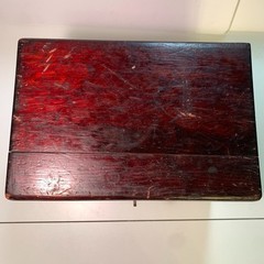 Antique 19thC Red Lacquer Desktop Storage Box 18in Small Asian Document Chest