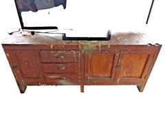 antique vintage industrial workbench cabinet tv stand table cleveland ohio 1920