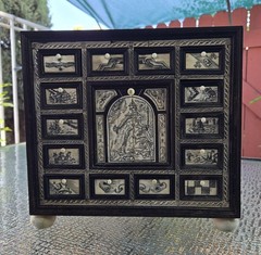 Miniature Ebony Cabinet Engraved Italian Style 10,5″x1 1,1″ x7,2″