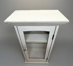 VTG White Wood Glass Door Display Case Curio Cabinet Table Top/Wall Hang 13.75”T
