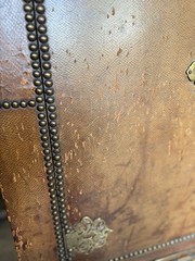 🍸Antique Prohibition Era Liquor Cabinet / Hidden Bar Leather Wrapped 1920s VTG
