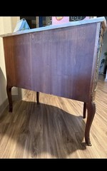 Antique French Style cabinet Marble top,hand painted H 32 1/2″, W 35″,D 17 1/2”