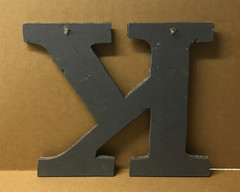 Decorative Salvaged Tin Ceiling 16″ Patchwork Shabby White Letter K Old 225-26B