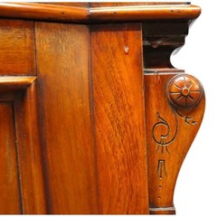 Renaissance Revival Ebonized Walnut Paneled Credenza With Marquetry & Inlay