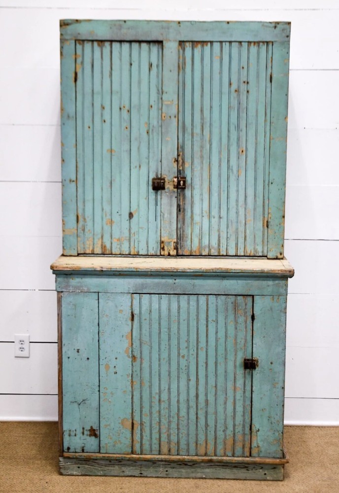 c.1900 Antique American Painted Farmhouse Cabinet Cupboard Pennsylvania
