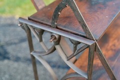 Antique Bakers Rack Cast Iron Leg Industrial Wood Shelf Clothing Rack Vintage