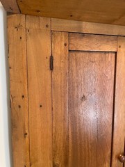 Antique Tennessee walnut 1780s corner cupboard raised panel blind door