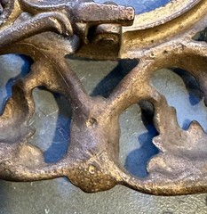 Antique Victorian Gilt Iron Oval Mirror or Picture Frame