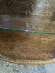 R. J. HORNER WINGED GRIFFIN HOODED BOWED GLASS OAK CHINA CABINET