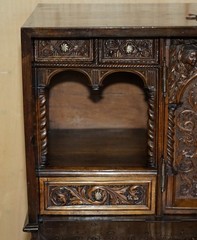 LOVELY ORNATELY CARVED 18TH CENTURY SPANISH CABINET ON STAND WITH HIDDEN STORAGE