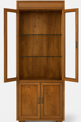 Vintage Henredon Campaign Style China Cabinet | Brass, Glass Shelves, Modular