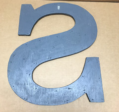 Decorative Salvaged Tin Ceiling 17″ Patchwork Shabby White Letter S Old 617-26B