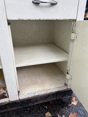 Steel Medical Cabinet Metal Industrial Quackery Farm Apothecary Desk Table