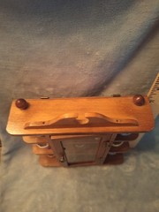 Antique Wood Mini Curio Cabinet Filled With Vintage Miniture Tea Cups & Saucers