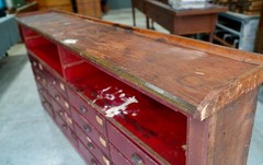 Antique Apothecary Cabinet Wood Drawer Store Counter Display Vintage industrial