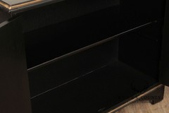 Georgian Furnishing Co. Pair Of Black Lacquer Chinoiserie Cabinets
