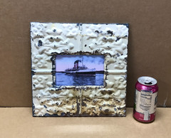 VTG 11″ Sq. Photo 4×6 Tin Ceiling Metal Shabby Mocha Picture Frame Old 634-26B