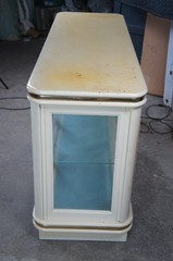 Hollywood Regency Off White Illuminated Display Cabinet Console Showcase Curio