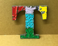 Decorative Salvaged Tin Ceiling 8″ Patchwork Mix Color Letter T Metal 159-26B