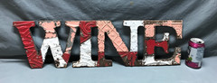 Decorative Salvaged Tin Ceiling 8×29 Patchwork Mix Color Metal WINE Sign 18-26B