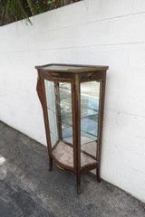 French Late 1800s Hand Painted Vitrine Display Curio Cabinet Cupboard 6078