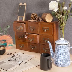 9 Drawer Library Card Catalog Cabinet With Labels Wooden Apothecary Storage