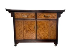 1970s Art Deco Bernhardt Burl Wood Storage Cabinet