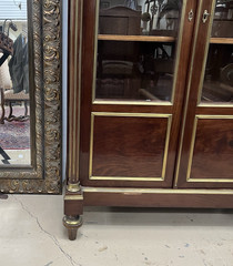 ANTIQUE FRENCH LOUIS XVI MAHOGANY VITRINE CURIO BOOKCASE CABINET 63.5” High