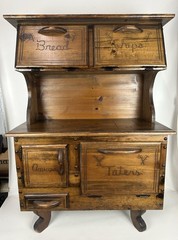 Onion Potato Bread Chips Antique Vintage Wooden Cabinet Country Kitchen