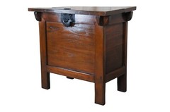 20th Century Korean Elmwood Rice Chest Storage Bin Tansu Altar Cabinet Locks 38″
