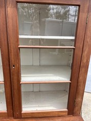 Antique Walnut 2pc Kitchen Hutch Cabinet Stepback Pantry Farmhouse Cupboard