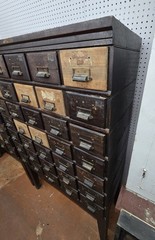 35 Drawer Catalog Bin Cabinet w/ Brass Hardware 47″ x 67″ x 18″ GS00878