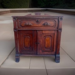 Antique Washstand With Backsplash & Carved Pulls c1860-1870