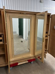 Antique European Art Deco Blonde Wood Wardrobe Armoire Cabinet 1940s, Sold AS-IS
