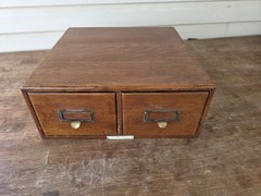 Antique Yawman & Erbe Wood Card File Cabinet 2 Drawer Library Index Box Vintage