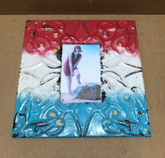 VTG 11″ Sq. Photo 4×6 Tin Ceiling Metal Decorative Picture Frame Old 658-26B