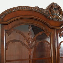 Stunning French Breakfront China Cabinet in Mahogany and Burl with LED lights