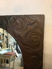 VTG Decorative Salvaged Tin Ceiling 23″ SQ. Rust Oval Mirror Metal Old 781-25B