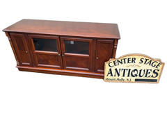 67472 Elegant Cherry Wood Television Cabinet with Glass Doors